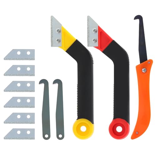 11‑Pack Grout Removal Tool Kit, Tile Grout Saw Remover Set with 2 Grout Saws, 6 Alloy Blades and 2 Cleaning Blades, Hand Tool for Tile Gap Repair & Cleaning