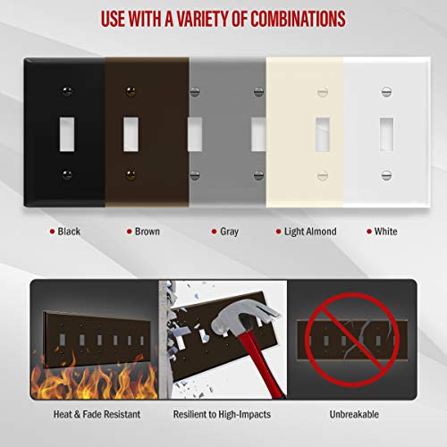 ENERLITES Six Gang Light Switch Wall Plate, Toggle Switch Plate, Gloss Finish, 6-Gang Mid-Size 4.88" x 12.22", Unbreakable Polycarbonate Thermoplastic, 8816M-BR, Brown - color: Brown, size: Mid-Size