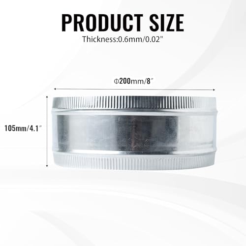 8 Inch Round Galvanized Steel Duct Connector - Metal Ventilation Pipe Coupler - Dryer Vent Hose Extension - HVAC Ducting Coupling for Straight Connection - size: 8 Inch