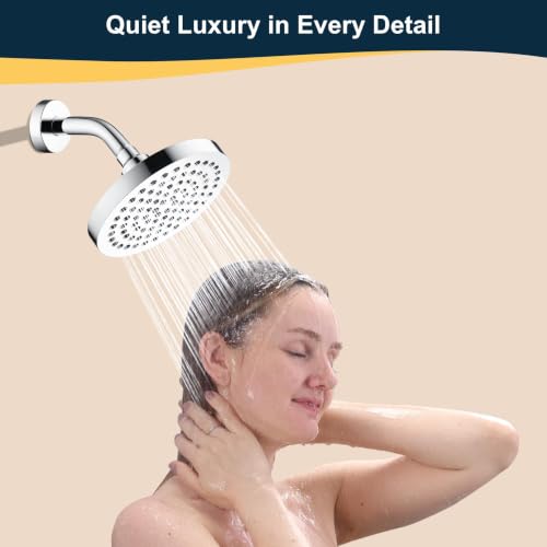 BRIGHT SHOWERS Brass Shower Arm with Flange 6 Inch Wall Mounted Shower Pipe Arm Extension for Fixed Shower Head and Handheld showerhead, Chrome - color: Chrome, style: Basic 6 Inch