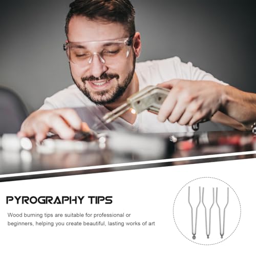 Uonlytech 9 pcs Pyrography Tips Wood Burning Tool Tips Replacement Nibs for High Impedance Pyrography Machine Fine Nibs for Wood Burning Diy Craft Accessories