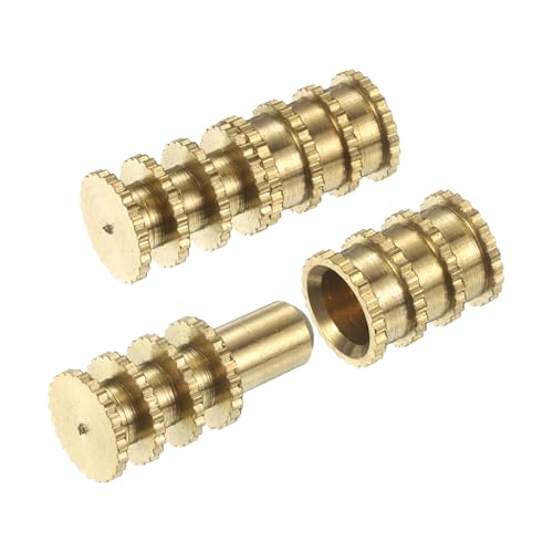 PATIKIL Table Leaf Dowel Pin 7.5x20mm, 10 Pack Brass Table Bolt Sleeve Connectors Top Leaf Alignment Pins for Furniture Desk, Golden - size: 7.5x20mm