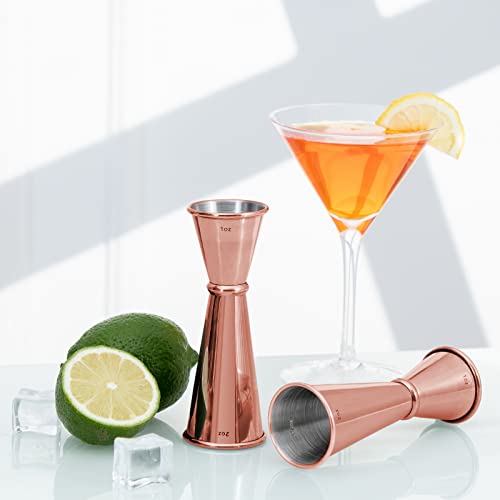Briout Double Cocktail Jigger for Bartending, 2OZ 1OZ,Rolled Edge Rose Gold - color: Rose Gold, size: Rolled Edge-1oz/2oz-1PC