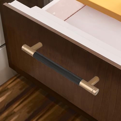 12 Pack 5 Inch 128 mm Bronze and Black Knurled Cabinet Handles Cabinet Pulls Aluminum Handles Pulls Oxidation Finish with Diamond Pattern pulls - color: Bronze and Black, size: 5 Inch