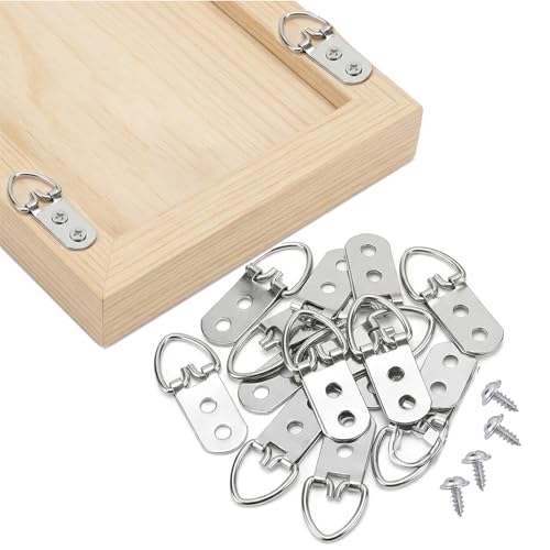 TOPZEA 100 Pack D-Ring Picture Hangers with Screws, 2-Hole Heavy Duty Steel Frame Hanging Hardware Kits Hang Solution for Mounting Picture Frame, Mirror, Clock, Painting, Wall Artwork, Support 40 lbs
