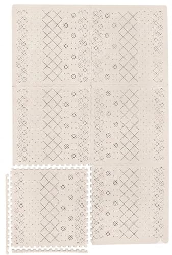 Yay Mats Stylish Extra Large Puzzle Play Mat, Thick, Soft, Non - Toxic Foam Covers 6 ft x 4 ft. Expandable Tiles with Edges - EVA Foam Play Mat for Floor (Carter Mudcloth Tan) - color: Carter Mudcloth Tan