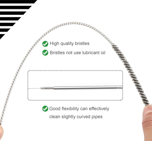 14pcs Stainless Steel Brass Wire Tube Brushes Set,12 Inch Long Wire Brushes for Pipe Cleaning Set, Tube Bottle Brush Kit for Auto Parts, Bottles, Guns, Glass, Tubes, Etc