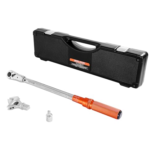 VEVOR Adjustable Torque Wrench 1/2 Inch Drive, 20-160Ft.lb/27.1-216.8Nm, 38MM Open End, 3/8 Inch Drive Torque Wrench with Interchangeable Jaw & Ratchet Head for HVAC, Car, Moto, Narrow Pipeline - size: 1/2" 2 PCS
