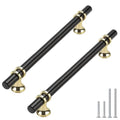 Haliwu 10 Pack 6-1/4 Inch Black and Gold Cabinet Handles | 160mm Hole Center, Solid Aluminum and Zinc Alloy, Kitchen Pulls Hardware for Bathroom Drawer Dresser - color: Black&Gold, size: 6-1/4 inch (160mm) hole spacing