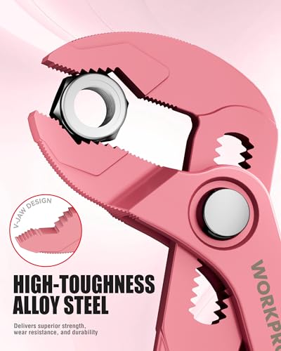 WORKPRO Mini Water Pump Pliers, 4-Inch Groove Joint Pliers for Tight Spaces - color: Pink