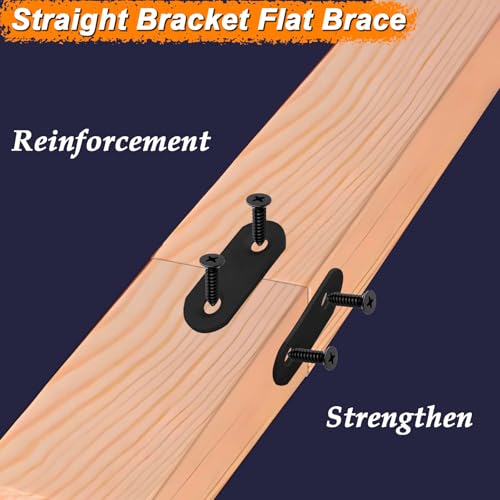 24 Pack Black Flat Bracket Straight Brace Mending Plates - color: Black, size: 24 Pcs / 1.42 x 0.63 in