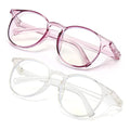 2 Pairs Anti Fog Safety Goggles Protective Glasses Blue Light Blocking Eyeglasses for Men Women - color: Round Transparent+purple