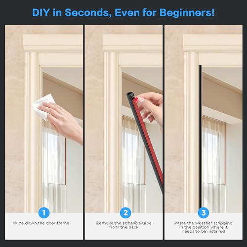 Ravinte Weather Stripping Door Seal Strip, 23 FT D-Shaped Silicone, Black - color: Black, size: 3/8" W × 1/4" T x 23FT