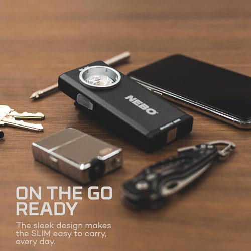 NEBO SLIM Pocket Flashlight | 500 Lumens, Rechargeable Mini EDC Work Light, Magnetic Base & Dimmable Brightness, Durable & Water Resistant, Includes Charging Cable — Black - style: 500 Lumens - Black