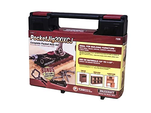 Milescraft Pocket Jig 200XCJ - Woodworking Tool Bundle with Double Barrel & Single Barrel Pocket Hole Jigs, 2" Face Clamp, Accessories