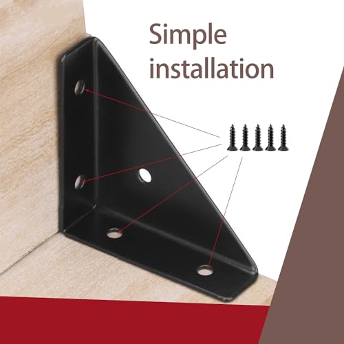 4 Pcs Trapeziform Angle Brackets, Shelf Brackets Heavy Duty Triangular Bracket Fastener, Cold Rolled Steel Braces Joining Support for Desk Bed Edge (Black), SJ2-WDQ-4P - color: 4Pcs M:5.5 x 4.2 x 1.6 Black