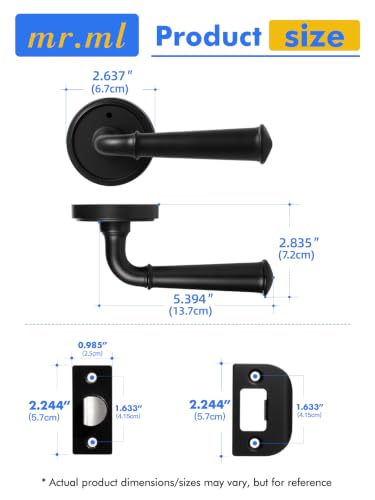Door Handle Black Privacy Door Lever Black DoorHandle, 1 Pack - color: Black