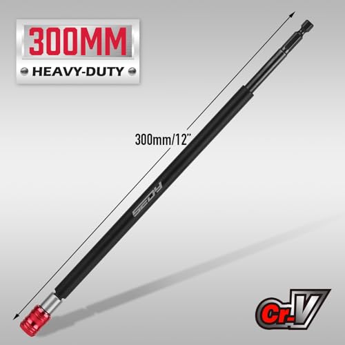 12" Magnetic Screwdriver Bit Holder Set, 1/4 Inch Hex Shank Quick Release Extension Adapter, Super Straight Durable CR-V Steel, Universal Fit for Impact Driver Bits - style: 12inch-1PCS
