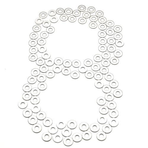 #8 Stainless Steel Flat Washers, 3/16" ID x 7/16" OD, 100 Pack - size: #8 (100)