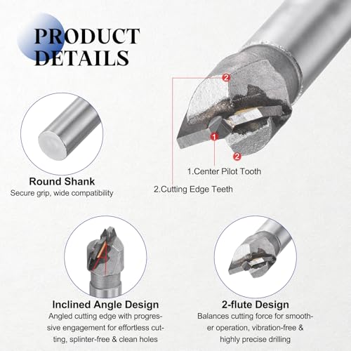 2pcs 10mm(25/64") Forstner Drill Bit Carbide Tipped 2 Flute - size: 10mm(25/64")