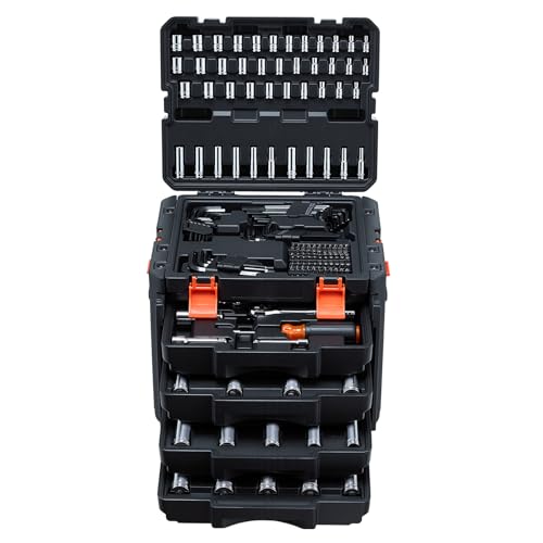 VEVOR 256 PCS Mechanic Tool Set with 4-Drawer Tool Box 1/4" 3/8" 1/2" Drive - size: 256-PCS