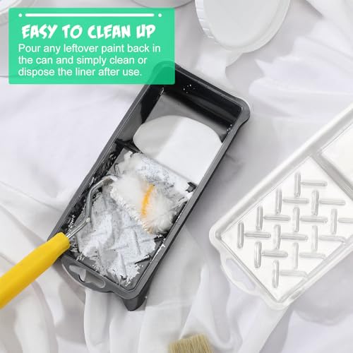 Geelin 52 Pcs 2 Inch Paint Tray Liner Set with 2 Pcs Paint Roller Trays Disposable Paint Tray Liner Deep Textured Ridge Household Paint Tray Fits Most Mini Paint Rollers for Paint Supplies