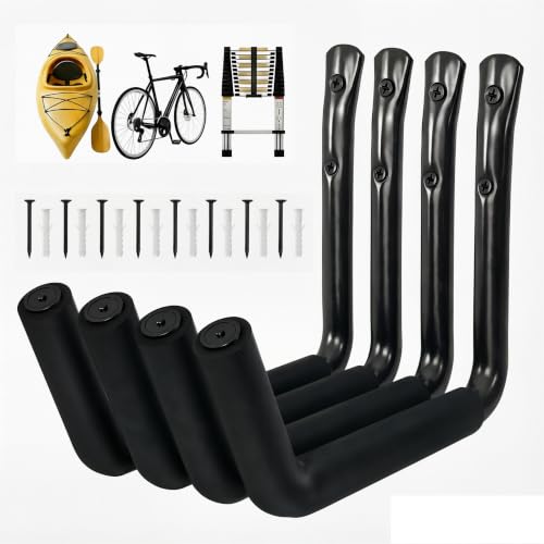 Heavy Duty Garage Storage Hooks, 120 LB Capacity Wall Mounted 4-Pack Hook