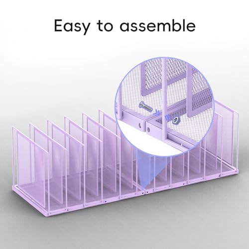 File Organizer for Desk, 11-Section Vertical File Sorter, Paper Holder Organizer Standing Metal File Folder for Office Home Classroom, Purple - color: Purple, size: 1 Pack 11-Section