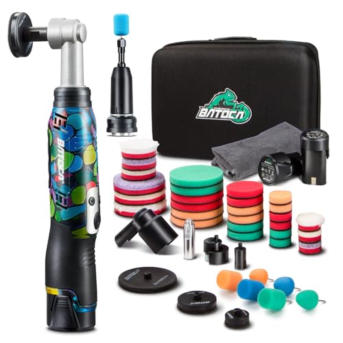 BATOCA S6 Mini Cordless Polisher 2 Heads for Car/Motorcycles Detailing Kit - size: Graffiti Style with 2 batteries