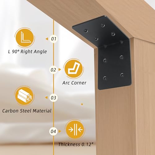6-Pack 4"x4"x3-1/8 Heavy Duty Steel Corner Bracket, L Right Angle Bracket - size: 4" x 4" x 3-1/8“