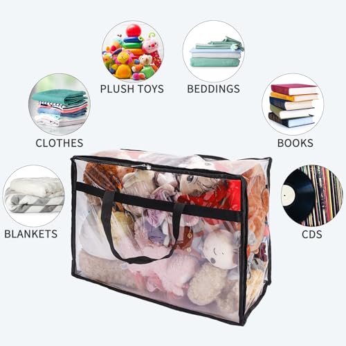 Blanket Storage Bags Extra Large 60L 4 Pack Clothes Organizer - color: A-Clear