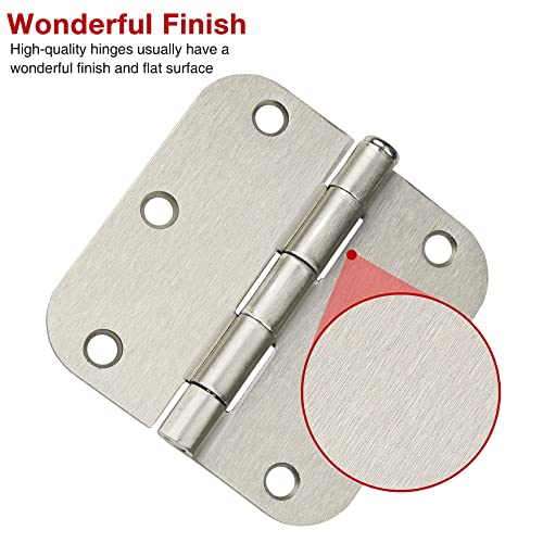 TDCHINGES Rounded Door Hinges Brushed Nickel 3.5"x3 1/2"5/8" Radius 42 Pack - color: Satin Nickel-Rounded, size: 42 Pack