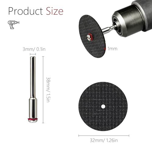60Pcs Rotary Tool Cut Off Wheel 1-1/4 inch Reinforced Fiberglass Cut Off Wheels and 4Pcs Mandrels