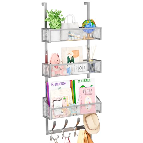 Kaiferty Over The Door Hooks Organizer, Coat Rack Over The Door Storage Hanger Towel Rack, Back of Door Storage Organizer for Bathroom,Bedroom,Kitchen,Office (Silver, 4-Tier) - color: Silver, size: 4-Tier