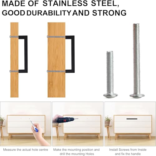 Cabinet Pulls Matte Black Cabinet Handles Square Drawer Pulls, 5 Pack 10 Inch Stainless Steel Kitchen Door Cupboard Handles, 256mm Hole Centers - size: 10 inch Hole Centers(256mm)