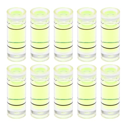 HARFINGTON 10pcs Small Cylindrical Bubble Level Vials 4.5x12mm PMMA Mini Horizontal Bubble Spirit Level Measuring Layout Tools for RV TV Picture Frame Hanging Tool Leveler - size: 4.5x12mm