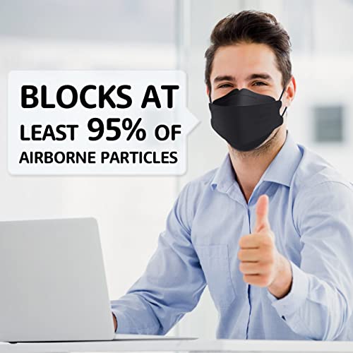 LEVENIS KN95 Face Masks 50 Pack, Breathable Comfortable and Disposable KN95 Mask, Black - color: Adult-black