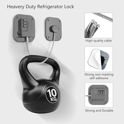 Refrigerator Lock, Heavy Duty Fridge Lock, Combination Lock for Refrigerator Cabinets, Drawers, Safety, Easy Install No Keys Needed (Grey-3Pack) - color: Grey-3Pack