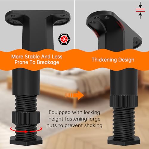 8 PCS Adjustable Bed Frame Support Legs(8.3"-14.5"),for Frame/Sofa/Dresser - size: 8pcs (8.3"-14.5")