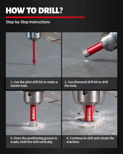 DAYDOOR Dry Diamond Drill Bits, 1/4" 5/16" 3/8" 1/2" Tile Drill Bits Set - size: 1/4", 5/16", 3/8",1/2"