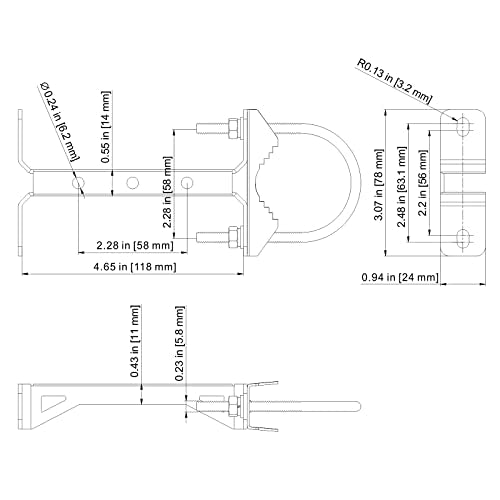 2 PCS Stainless Steel Antenna Mount Wall Mount Antenna Mast Clamp V Jaw Bracket Accessories Kit [ Without The Pole ] for TV CB Ham Outside Home