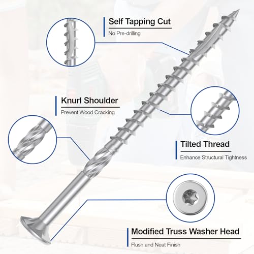 #9 x 3 Deck Screws, 500 Pcs Star Drive Wood Screws - color: Silver, size: 3 Inch