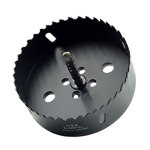 Hole Saw 4.1"/105mm Metal Hole Saw Kit Set Bi-Metal Hole Cutter Drill Bit with Sharp Teeth for Drilling Holes in Wood, Plastic, Drywall, PVC Boards - color: black, size: 4-9/64" (105mm)
