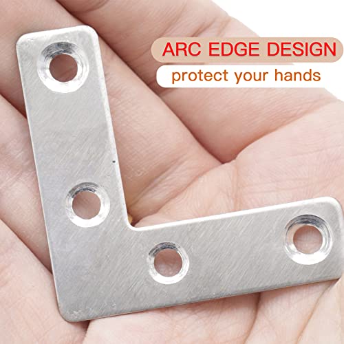 20-Pack Stainless Steel L-Shape Corner Brace 2x2 Inch for Wood - size: Silver 50x50 mm