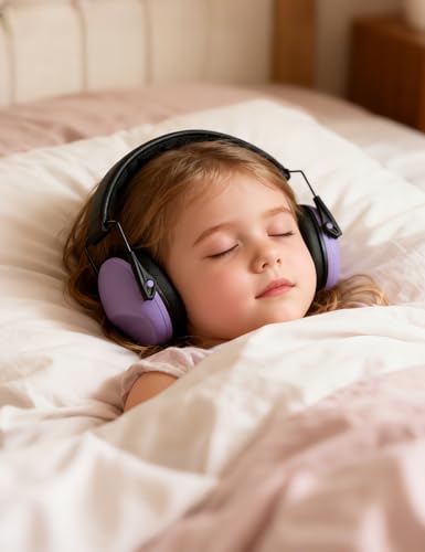 Kids Noise Canceling Earmuffs, 25-30dB Noise Reduction Ear Protection, Adjustable Headband Concert Fireworks, Autism - color: Purple