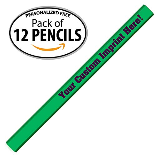 Express Pencils Bright Green Custom Carpenter Pencil Personalized imprinted with your Name, Logo or Message - Pack of 12 - Made in USA (Bright Green) - color: Bright Green