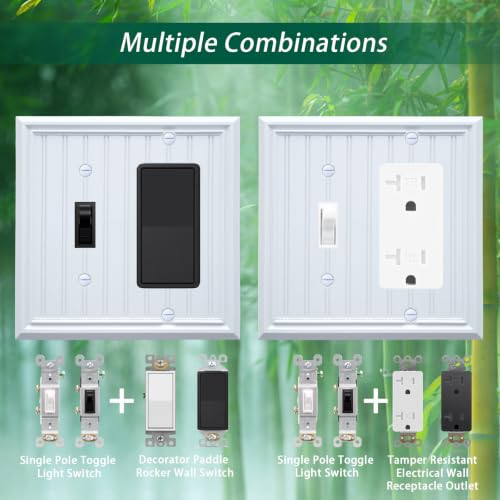 White Natural Material Toggle Light Switch/Decorator Switch Plates(2-Pack) - size: Switch/Decorator