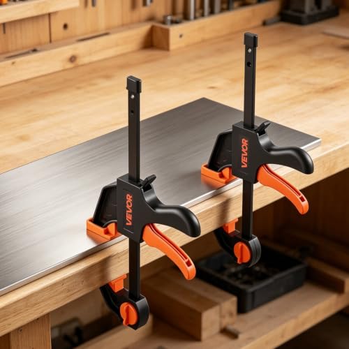 VEVOR Bar Clamps for Woodworking, 8-Pack, 6" and 12", with Spring Clamps, One-Handed Clamp/Spreader, 154 lbs Load Limit, Quick Release, Self-Locking Design, for Wood Working and Metal Working - size: 12"& 6" (8 Pack), style: Quick Grip
