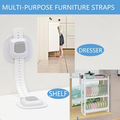 YEYA No Drill Anti tip Furniture Straps Wall Anchors 4 Pack - size: Upgraded 4P