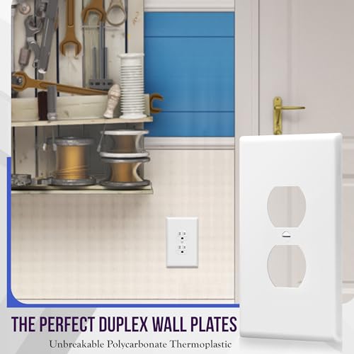 ENERLITES Jumbo Duplex Receptacle Outlet Wall Plate, Electrical Outlet Covers, Gloss Finish, Over-Size 1-Gang 5.5" x 3.5", Polycarbonate Thermoplastic, 8821O-W-10PCS, White (10 Pack) - color: White, size: Over-Size